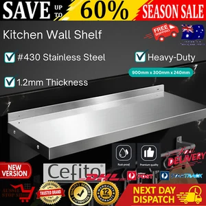 Stainless Steel Wall Shelf Kitchen Floating Shelves Heavy Duty Rack Storage AU - Picture 1 of 13