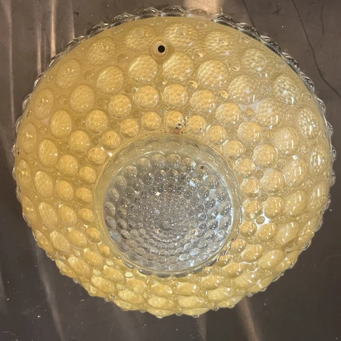 Antique Bubble 1930s 40sarT Deco Ceiling Light Lamp Glass Shade American Yellow Cover