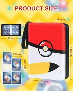 Trading Card Binder, 4 Pocket 400 Cards Holder with 50 Removable Sleeves Display - Picture 1 of 14