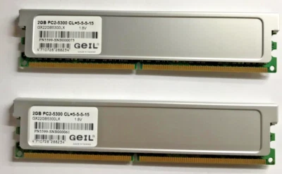 GeiL 4GB (2x2GB) DDR2 GX22GB5300LX PC2-5300 DDR2-667 5-5-5-15 1.8V #R1939 - Image 1 of 2