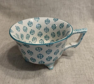 Maceta estilo europeo retro pintada a mano patrón cerámica tres patas pie alto - Imagen 1 de 8