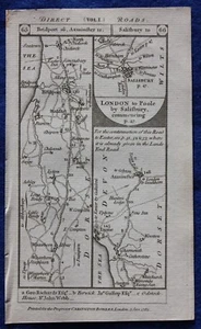 Original antique road map DORSET, DEVON, WILTSHIRE, HAMPSHIRE, Paterson, 1785 - Picture 1 of 4