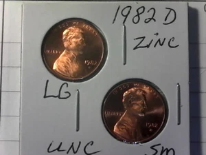 1982 D Lincoln Penny Small & Large Date ZINC UNCIRCULATED      - Picture 1 of 2