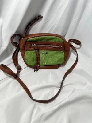 Bandolera Chaps de cuero sintético verde y marrón Foto 1 de 4