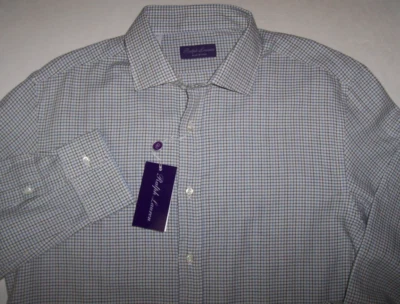 NUEVO CON ETIQUETAS Ralph Lauren Camisa a Cuadros ETIQUETA PÚRPURA ALGODÓN/CACHEMIRA Para Hombre 17 HECHA EN ITALIA Foto 1 de 4