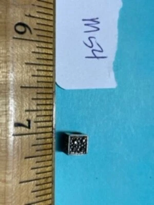 Sterling Silver and Marcasite Bead Finding -   Square Cube - M54 - 4 mm  - NEW - Image 1 of 3