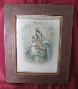 19C. ANTIQUE ORIGINAL COLOR LITHOGRAPHY w/GLASS & WOODEN FRAME - Picture 1 of 8