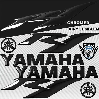 8" 3D CARENADO/TANQUE DE COMBUSTIBLE R1 LOGO EMBLEMA+6" PEGATINA PARA YZF-R1/R1M/R1S NEGRO Foto 1 de 4
