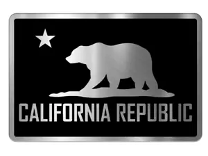 California Republic State Flag Engraved Car Badge Acrylic Emblem BRUSHED SILVER! - Picture 1 of 4