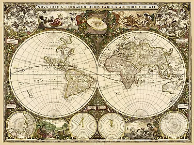 1600s Frederick de Wit Old World Exploration Map - 18x24