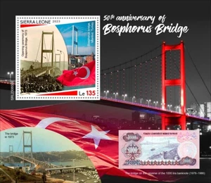 Bosphorus Bridge Istanbul Turkey Banknote MNH Stamps 2023 Sierra Leone S/S - Picture 1 of 1