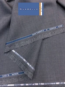 GREY Super 130s Wool Suiting Fabric Sharkskin Woven Twill GUABELLO 0.75m Remnant - Picture 1 of 10