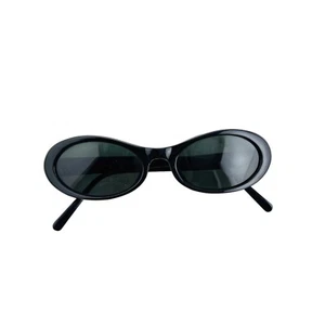 Authentic New Vintage women's 90s slim black oval sunglasses - Picture 1 of 3