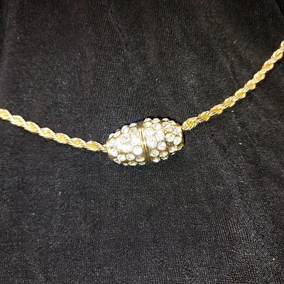 Collar colgante círculo cristal de colección 28" tono dorado Foto 1 de 4