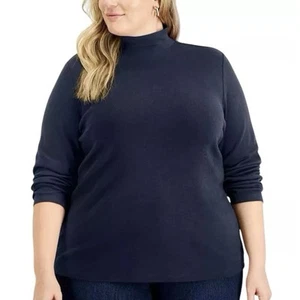 Karen Scott Deep Black Mock-Neck Top Plus Size 0X NWT - Picture 1 of 6