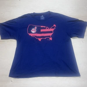 Herren Cleveland Indians Tee Chief Wahoo Nation USA Flagge Baumwolle TShirt marineblau Large - Bild 1 von 6