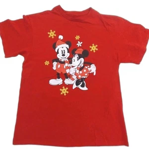Vintage Disney T Shirt Large Red With Mickey And Minnie Short Sleeve #C024 - Picture 1 of 5