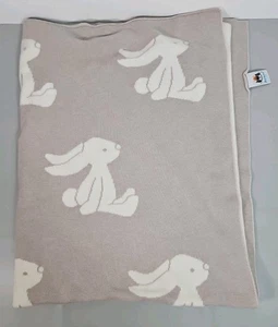 Jellycat of London Beige Bashful Bunny Knit Baby Crib Stroller Blanket 30 X 40 - Picture 1 of 4