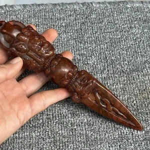 China alter Hsiuyen Jade Schnitzerei Tibetischer Vajry Stößel Buddhismus Amulett Ornament - Bild 1 von 6