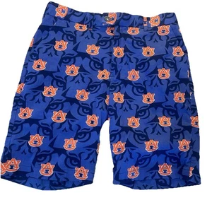 Pantalones cortos de golf Loudmouth para hombre talla 34 azul naranja castaño rojizo Tigres NCAA AU AOP - Imagen 1 de 4