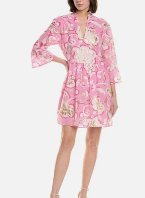 Jude Connally Womens Faith Mini Swing Dress White Gold Butterfly Tile Cotton XS - Image 1 of 4