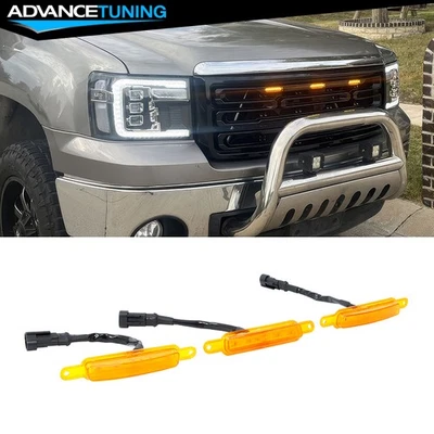 For Chevrolet Silverado & GMC Sierra 1500 2500 3500 3PCS Amber LED Grille Lights - Изображение 1 из 4