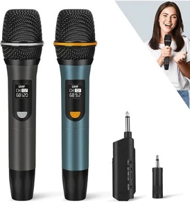 Wireless Microphones, UHF Metal Rechargeable Cordless Dynamic Mic System - Picture 1 of 6