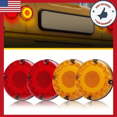 Luz trasera LED amarilla y roja para remolque autobús parada de freno señal de giro 4 piezas A2A Foto 1 de 4