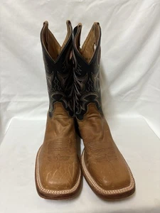 Justin Caddo Embroidered Square Toe Pull On Cowboy Mens Brown Casual Boot 10 D - Picture 1 of 24