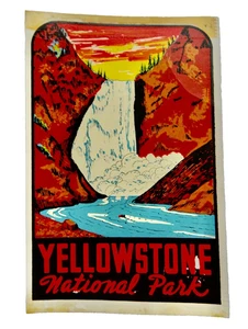 yELLOWSTONE NATIONAL PARK WATERFALL ART VINTAGE SOUVENIR DECAL STICKER neocurio - Picture 1 of 5