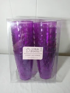 Goblin & Ghoul Purple Skelton Drinking 18 oz Tumbler Glasses Cup Set of 12 - Picture 1 of 12