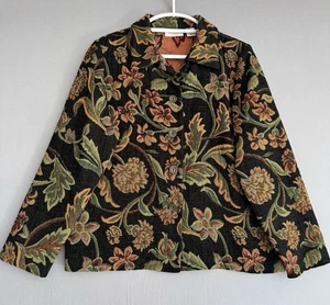 Vintage 90s Studio Works Floral Tapestry Blazer Womens Medium Jacket Black Y2K - Bild 1 von 7