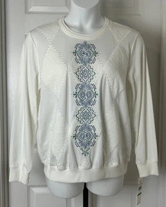 Alfred Dunner Pullover Sweatshirt Damen Large bestickt verziert Oberteil Neu mit Etikett - Bild 1 von 18