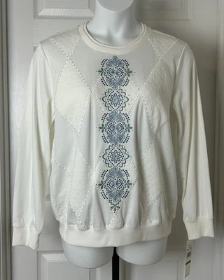 Sudadera Pullover Alfred Dunner Mujer Grande Bordada Adornada Top Nueva con Etiquetas Foto 1 de 4