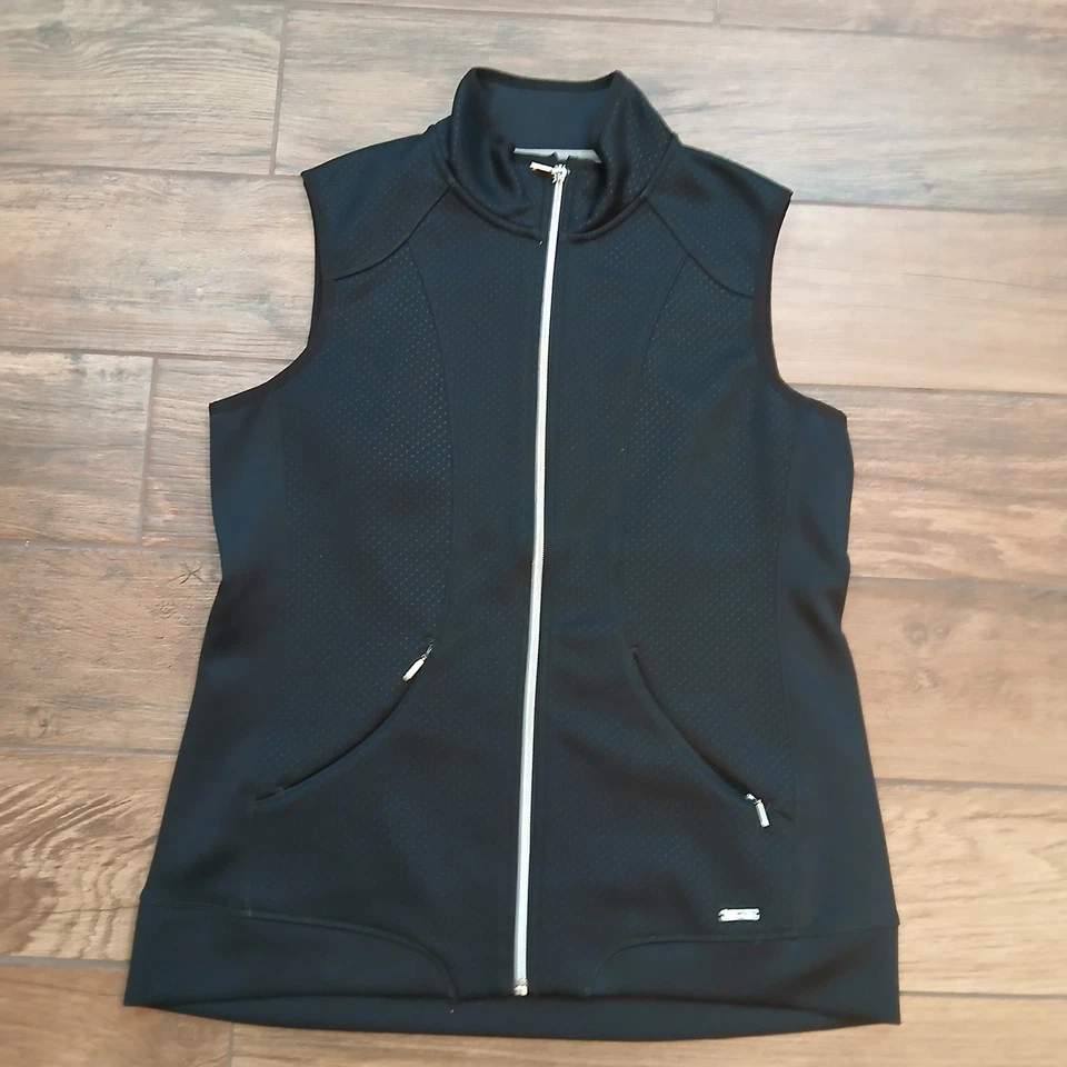 Chaleco de golf Sunice para mujer grande negro cremallera completa softshell Trump National Bedminster Foto 1 de 4