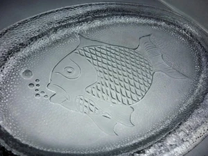 PLATO DE SERVIR VIDRIO ARTE BURBUJAS SOPLANDO PECES RETRO INUSUAL VINTAGE - Imagen 1 de 6