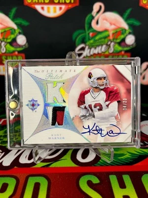 2008 Upper Deck Ultimate Kurt Warner Patch Auto /20   - Image 1 of 2