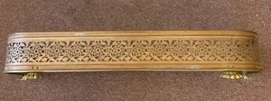 Antique Brass Fireplace Fender Pierced Brass LG Lion Paw Feet Polished Brass  - Picture 1 of 22