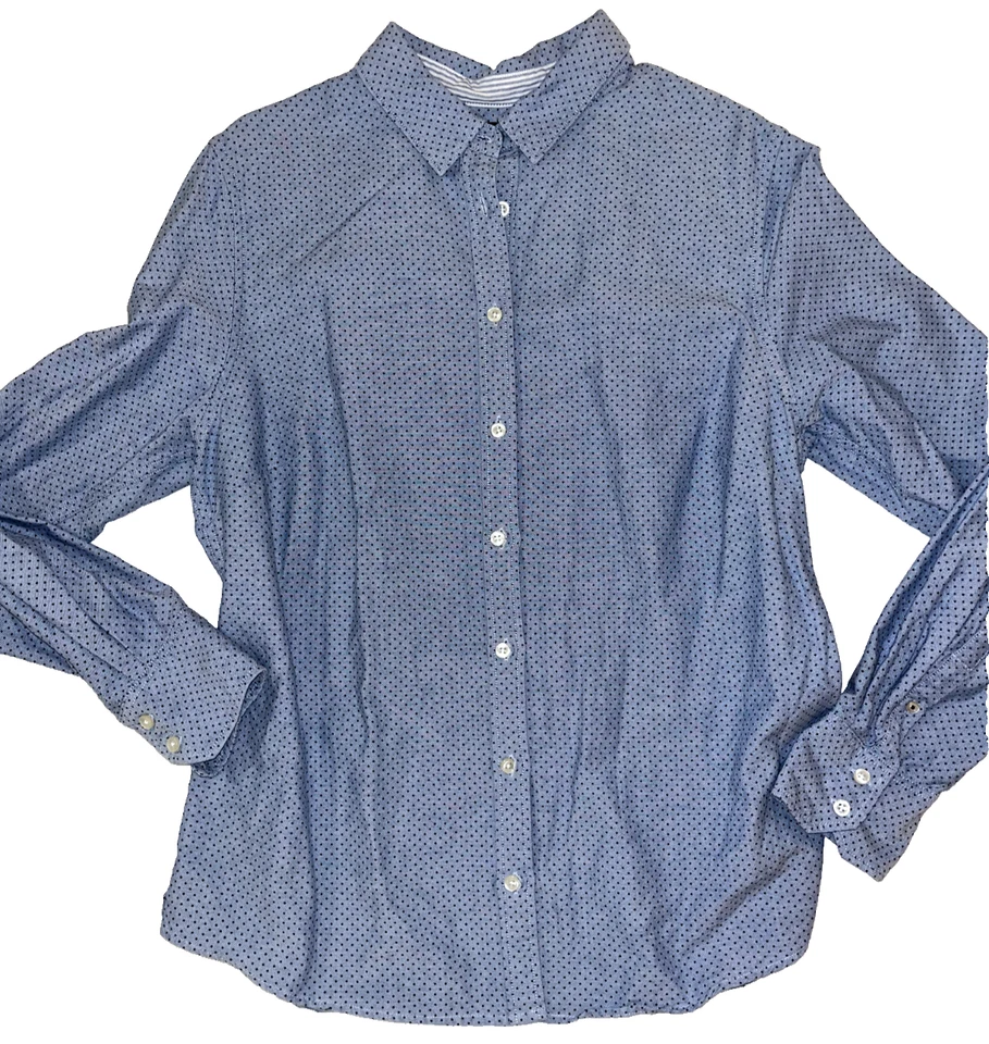 Lands' End Button Up Shirt Boys Blue Blue Dots L/S 100% Baumwolle Cotton 12 TEEN - Image 1 of 4