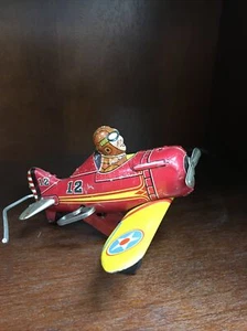 Marx Tin Windup Number #12 Red and Yellow Plane Toy - Picture 1 of 5