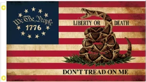 3X5 TRUMP 2024 WE THE PEOPLE 1776 LIBERTY OR DEATH DON'T TREAD ON ME FLAG - Picture 1 of 3