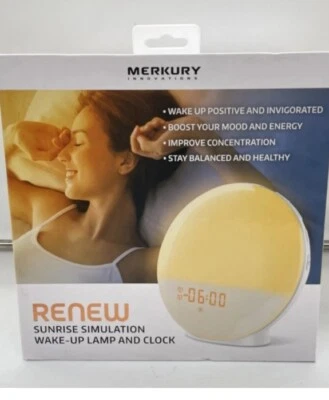Merkury Innovations Renew Sunrise Simulation Wake-Up Lamp and Clock New In Box  - Image 1 of 4