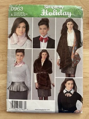 0963 simplicity Holiday pattern stole peplum belt dickie neck muff necktie XS-XL - Image 1 of 4