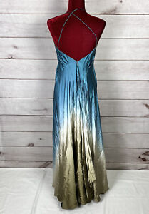 Nicole Miller Collection Blue Straps Ombré Maxi Gown 100% Silk Women’s Sz S