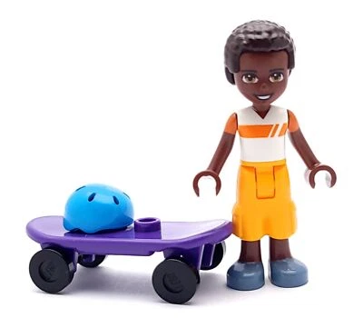 Lego Mini Figura Amigos Elijah en Camisa Blanca y Naranja con Monopatín 41702 Foto 1 de 2