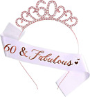60Th Birthday Sash And Birthday Crown Crystal Tiara For Women 60Th Birthday Gift