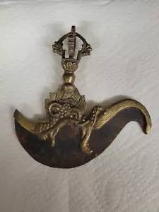 VINTAGE ANTIQUE TIBETAN BRONZE BUDDHIST KARTIKA RITUAL KNIFE - Picture 1 of 10