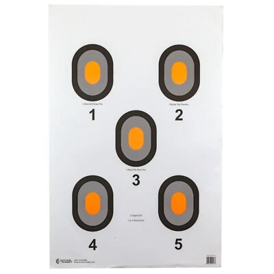 Action Target 5 Bullseyes w/Orange Centers 23" x 35" Heavy White Paper 100 Count