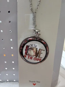 For The Love Of The Game Baseball Glass Cabochon Necklace - Picture 1 of 1