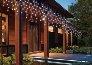 14.5M 480 LED COOL WHITE SOLAR ICICLE CHRISTMAS LIGHTS WITH 8 FUNCTIONS - Picture 1 of 6